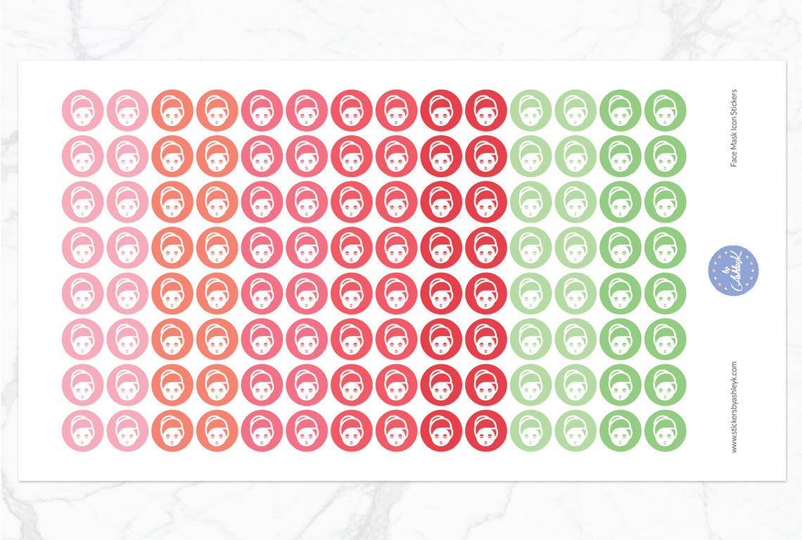 Face Mask Icon Round Stickers - Strawberry