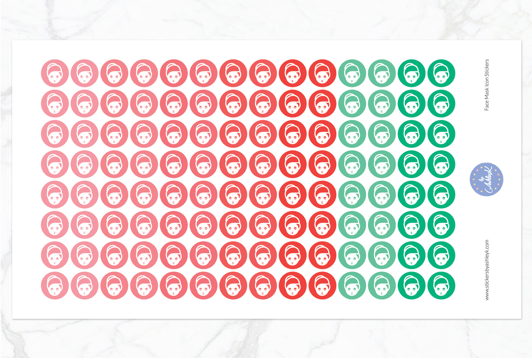 Face Mask Icon Round Stickers - Watermelon