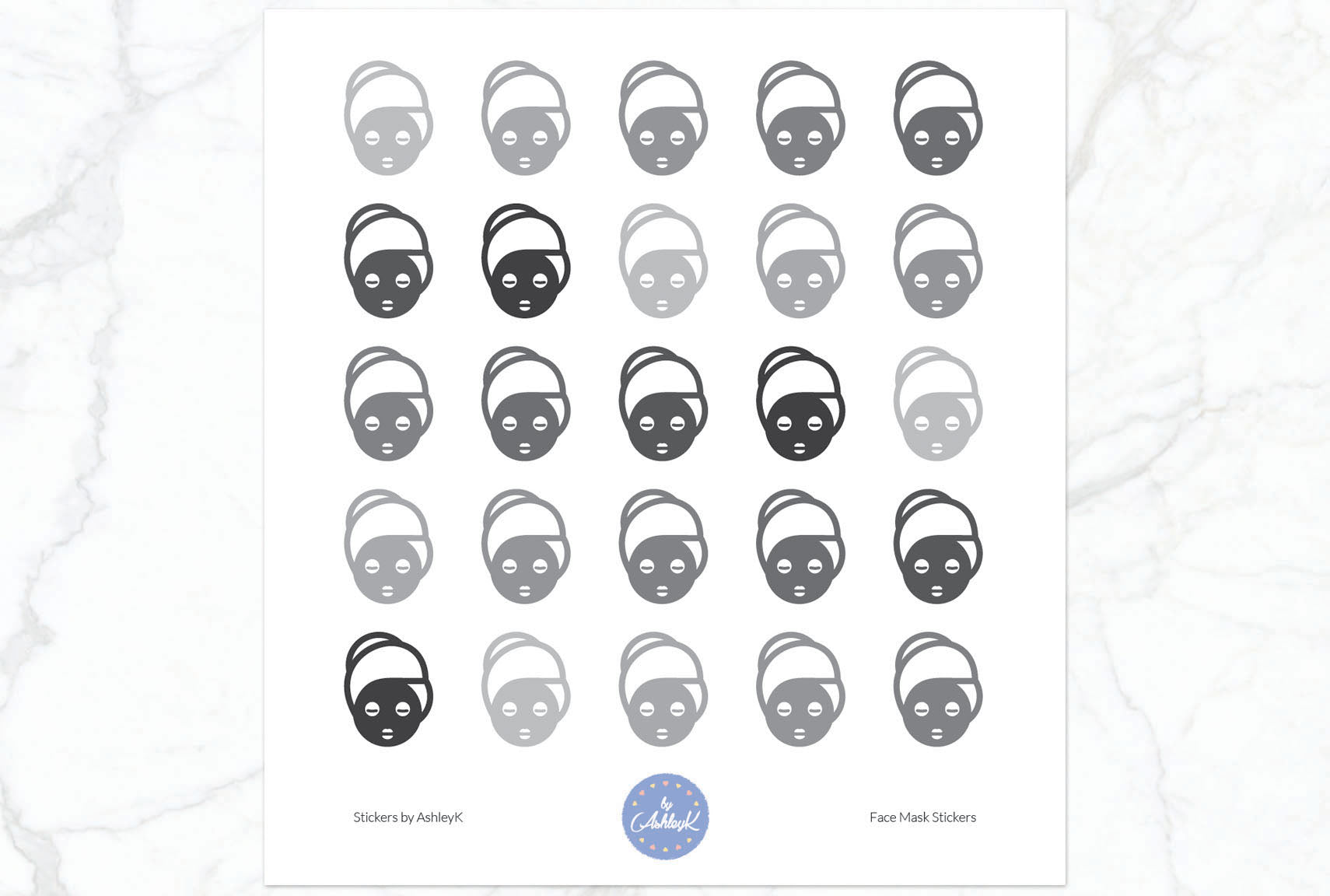 Face Mask Stickers - Monochrome