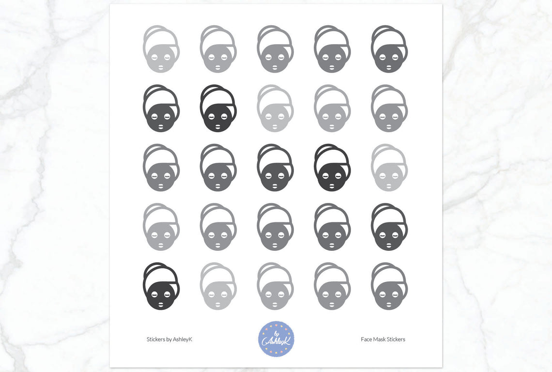 Face Mask Stickers - Monochrome