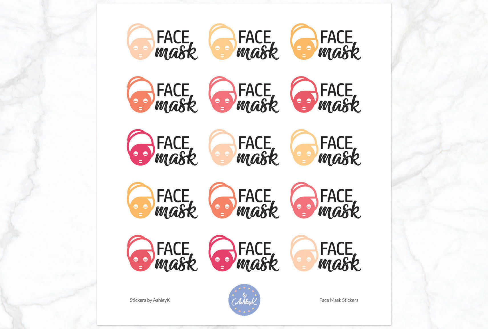 Face Mask Stickers - Peach