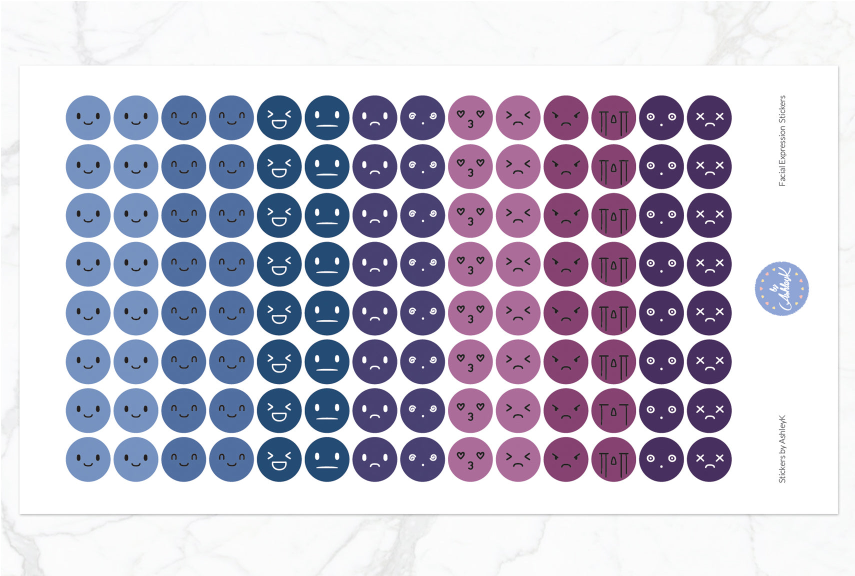 Facial Expressions Stickers - Blueberry