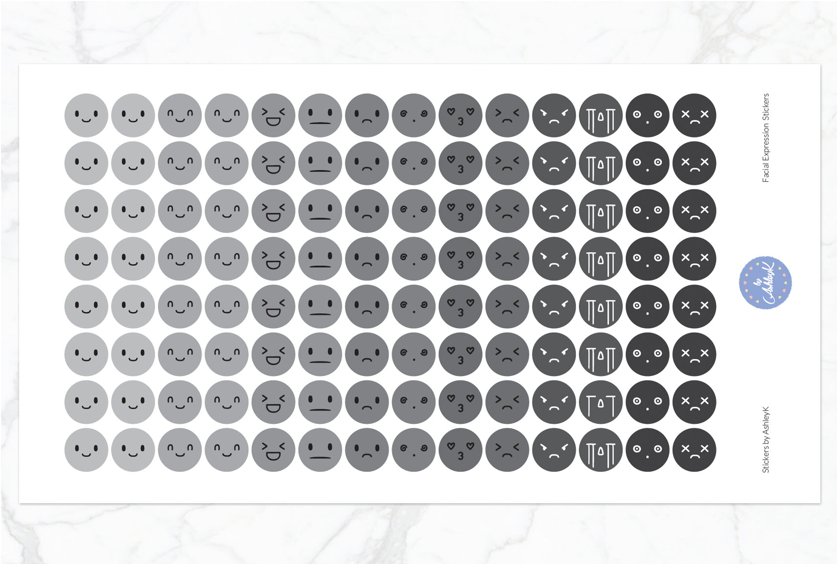 Facial Expressions Stickers - Monochrome