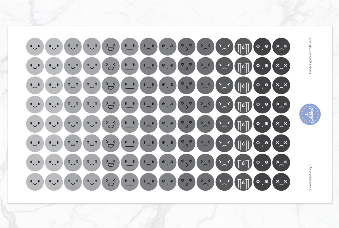 Facial Expressions Stickers - Monochrome