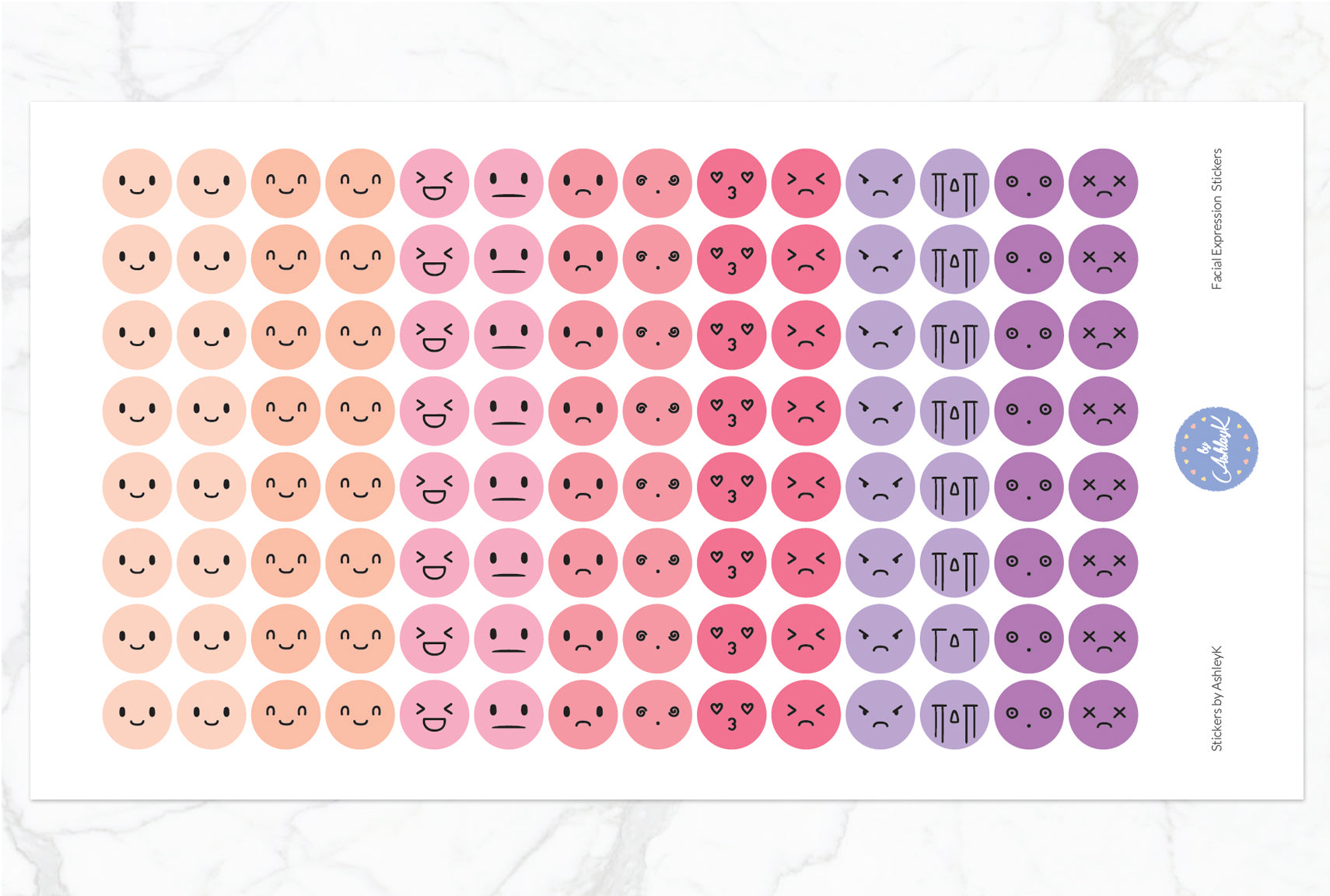 Facial Expressions Stickers - Raspberry