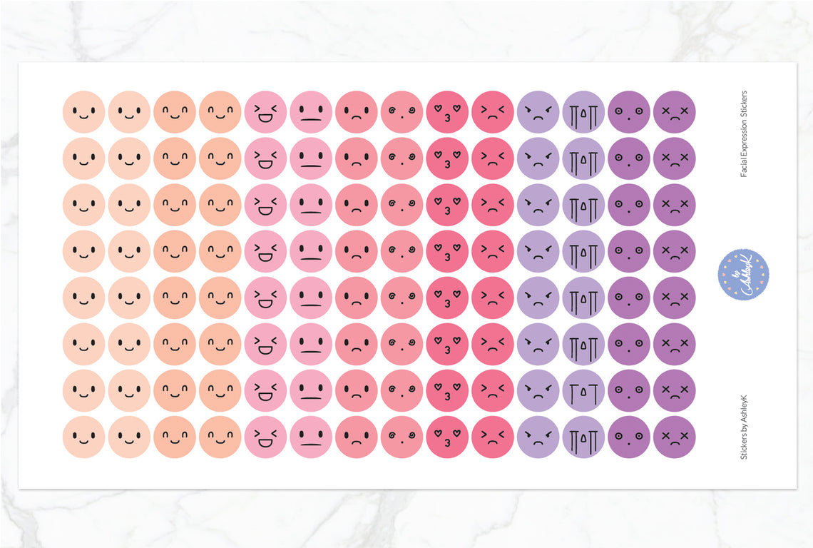 Facial Expressions Stickers - Raspberry
