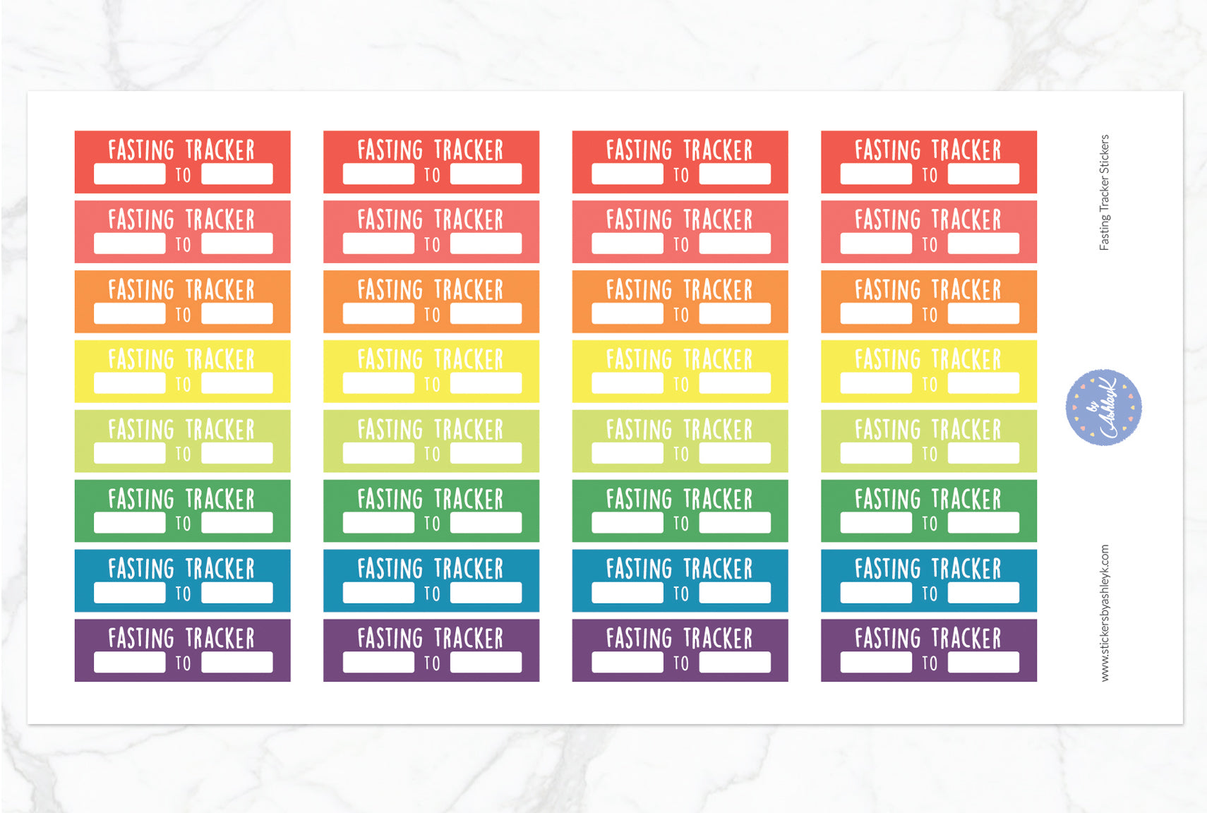 Fasting Tracker Stickers - Pastel Rainbow