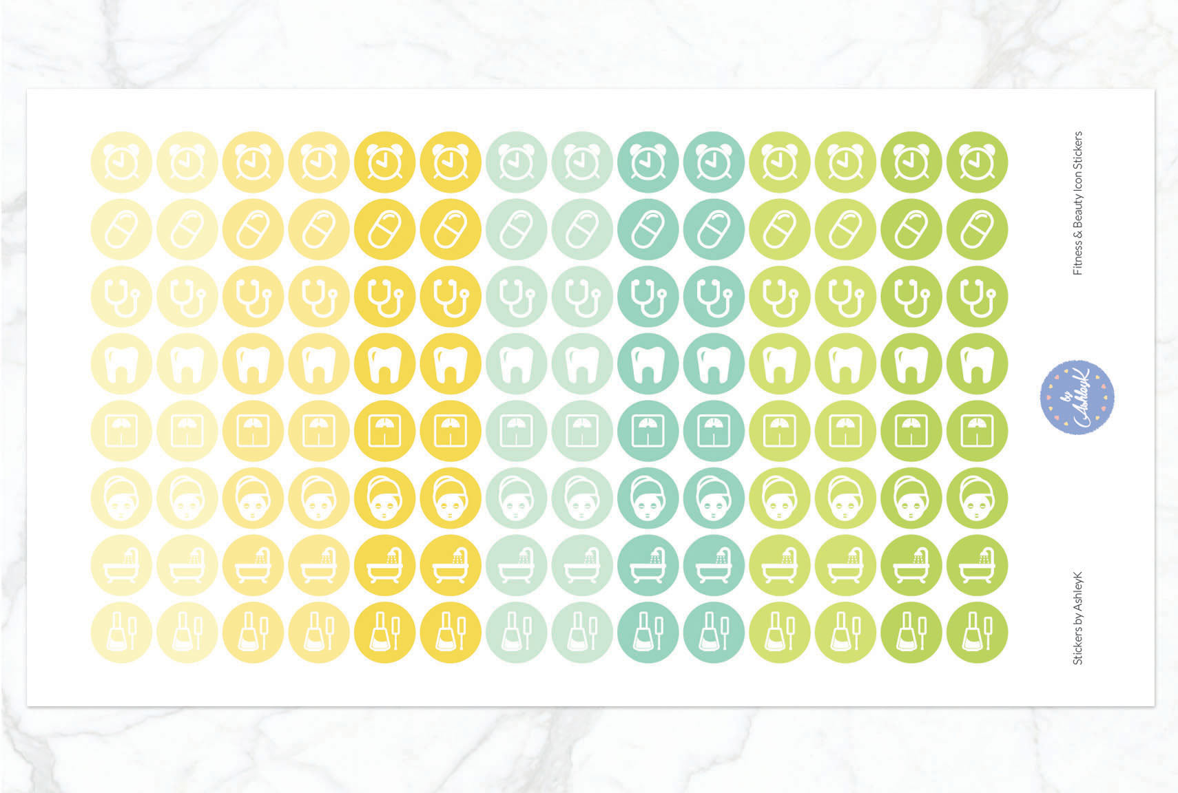 Fitness and Beauty Icon Stickers - Lemon&Lime