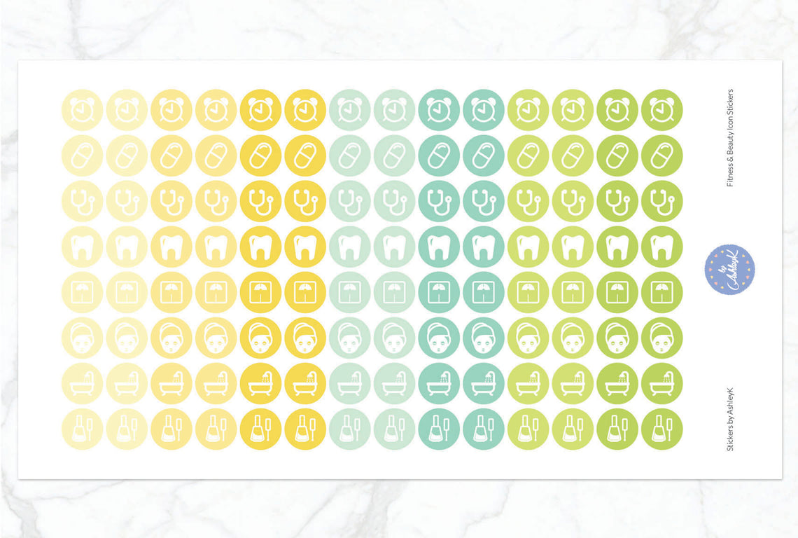 Fitness and Beauty Icon Stickers - Lemon&Lime