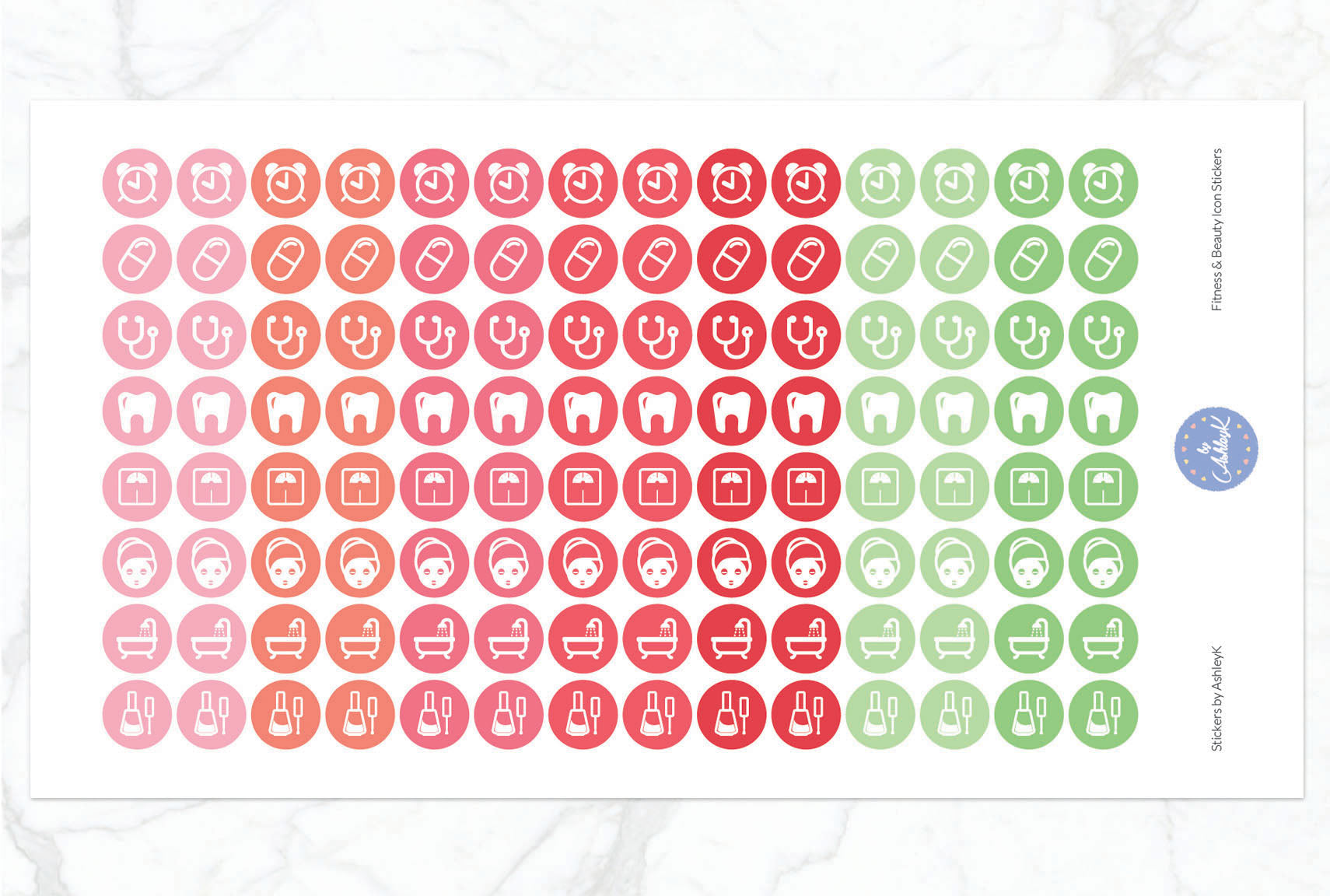 Fitness and Beauty Icon Stickers - Strawberry