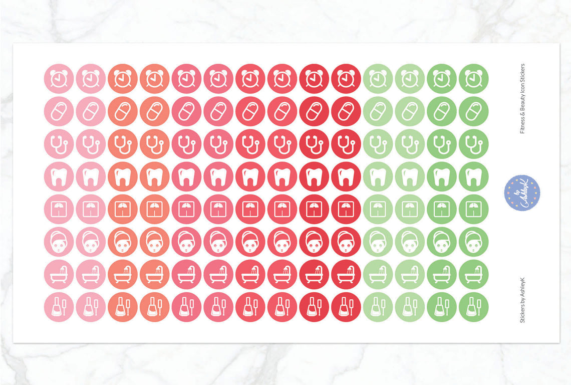 Fitness and Beauty Icon Stickers - Strawberry