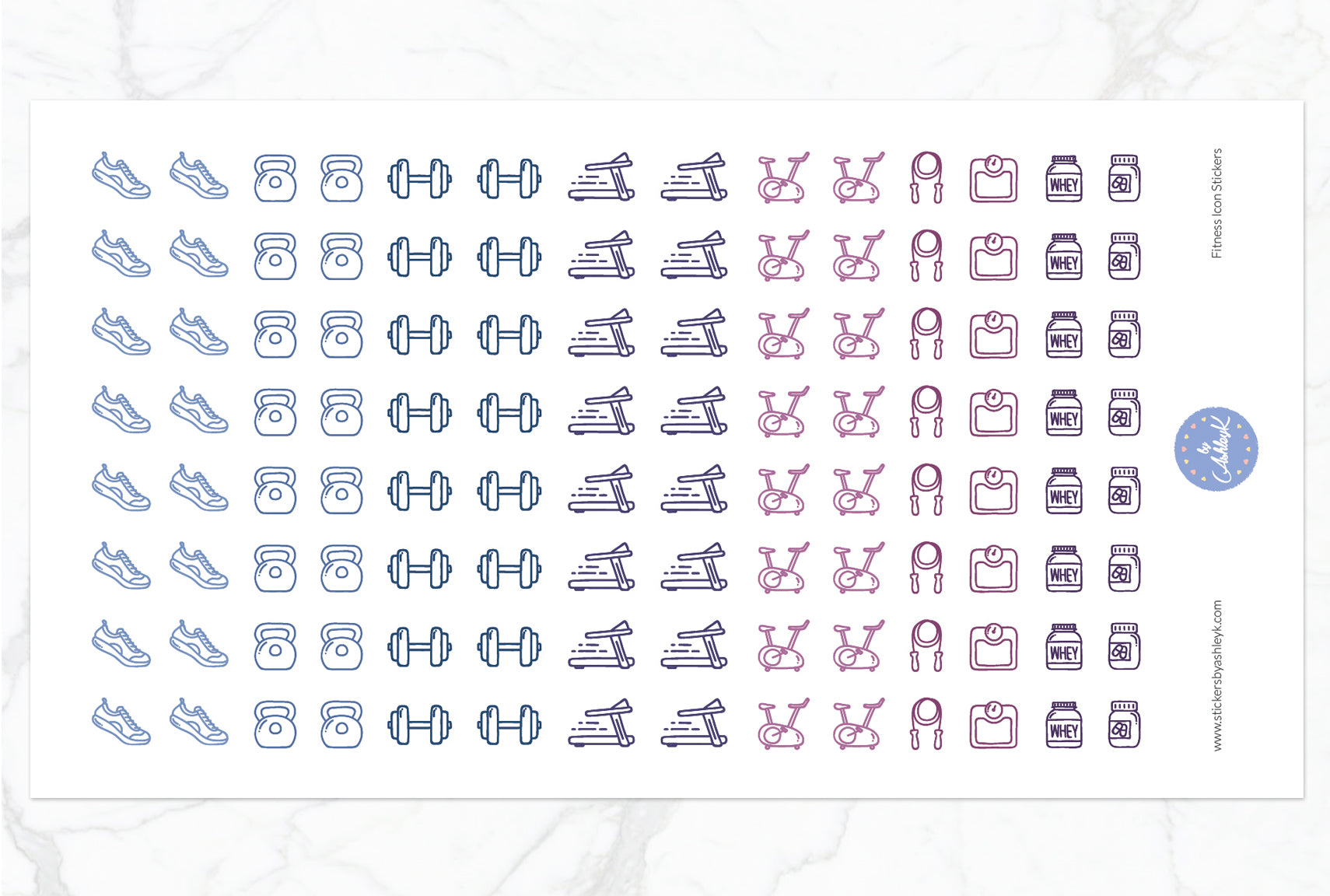 Fitness Icon Stickers - Blueberry