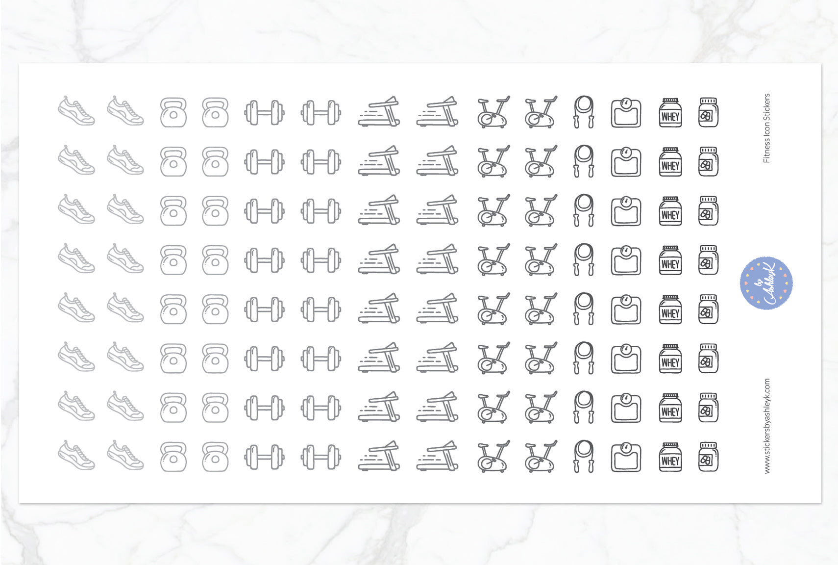 Fitness Icon Stickers - Monochrome