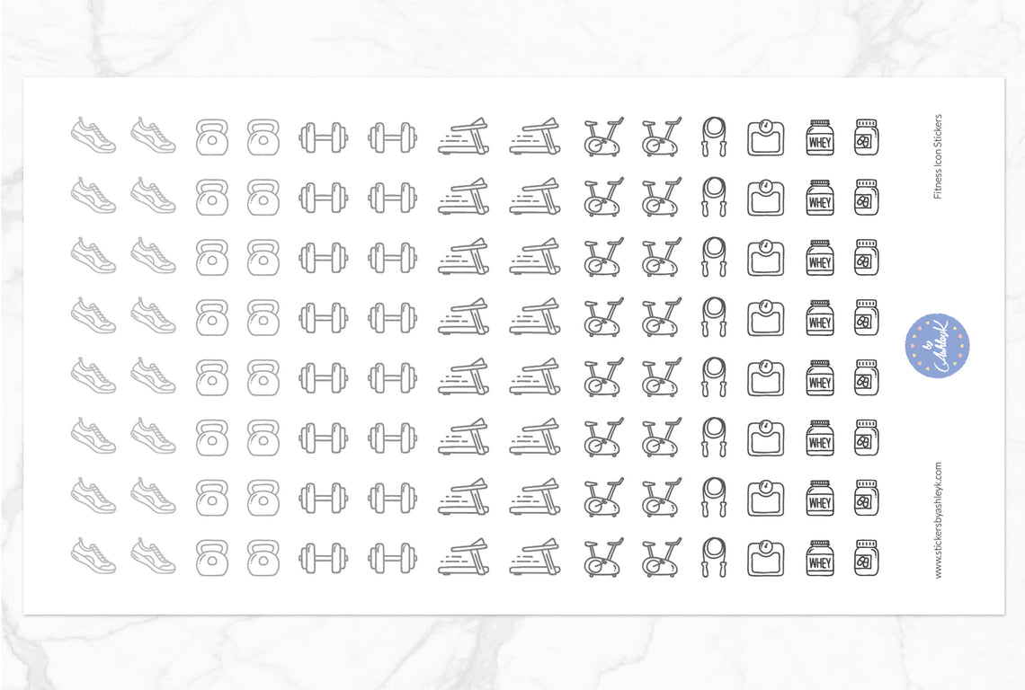 Fitness Icon Stickers - Monochrome