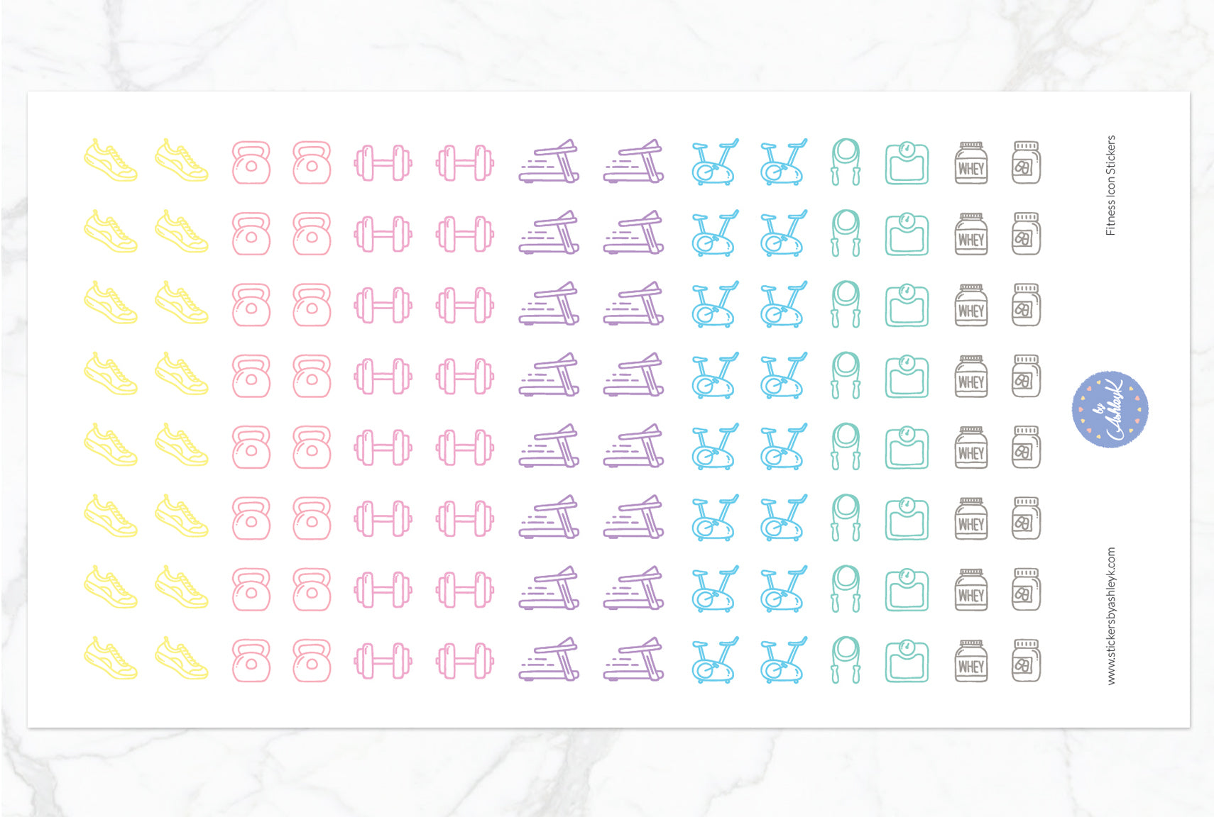 Fitness Icon Stickers - Pastel