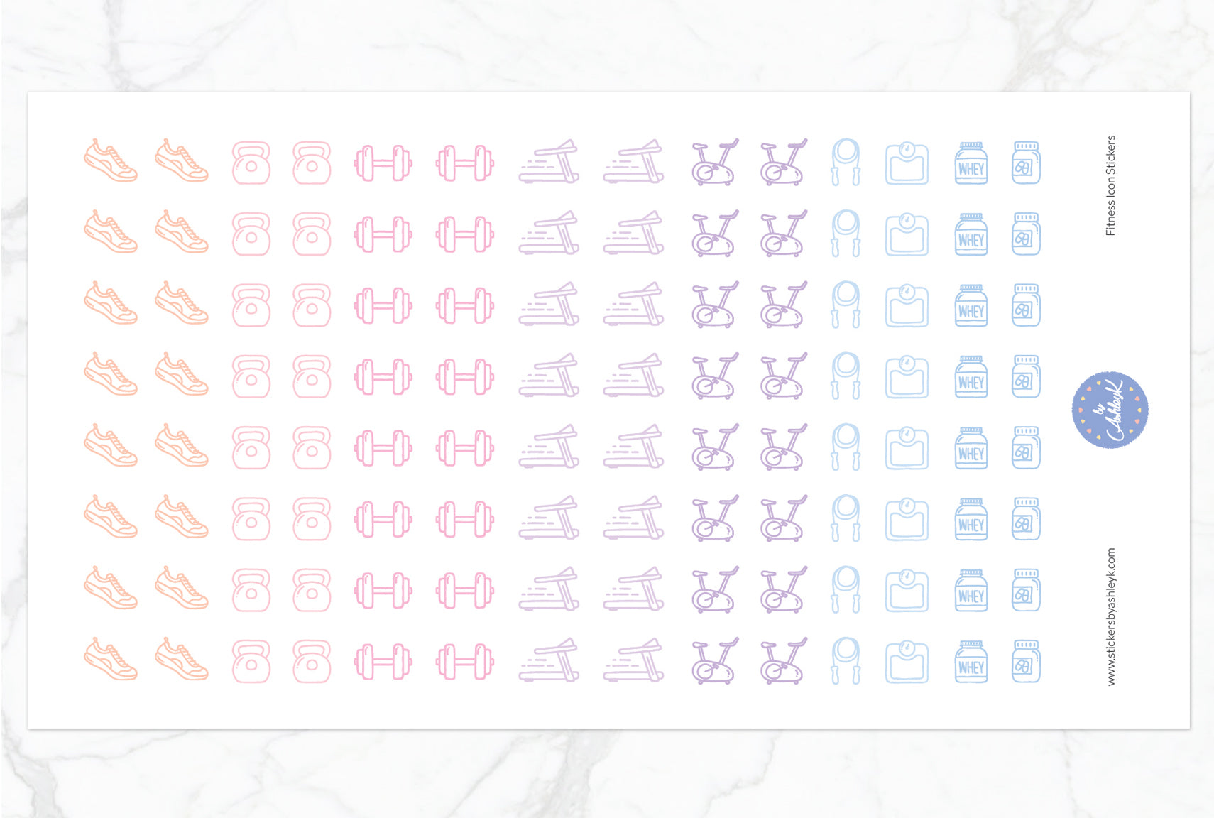 Fitness Icon Stickers - Pastel Sunset