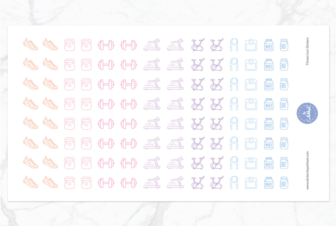 Fitness Icon Stickers - Pastel Sunset