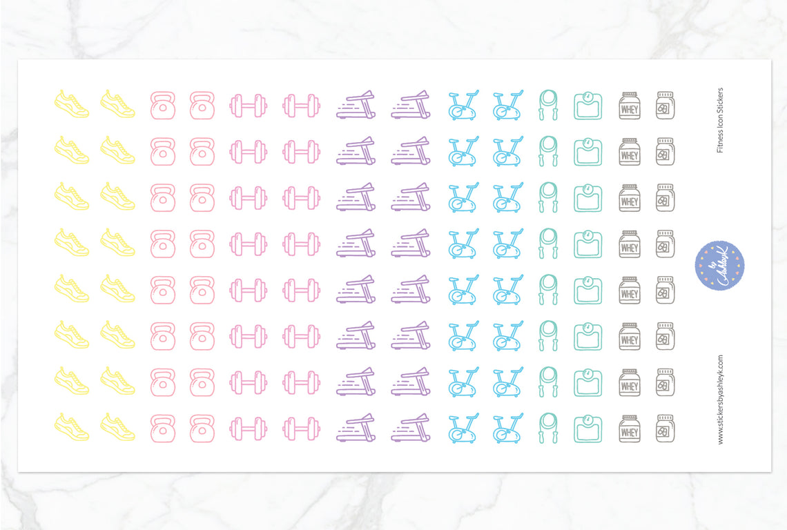 Fitness Icon Stickers - Pastel