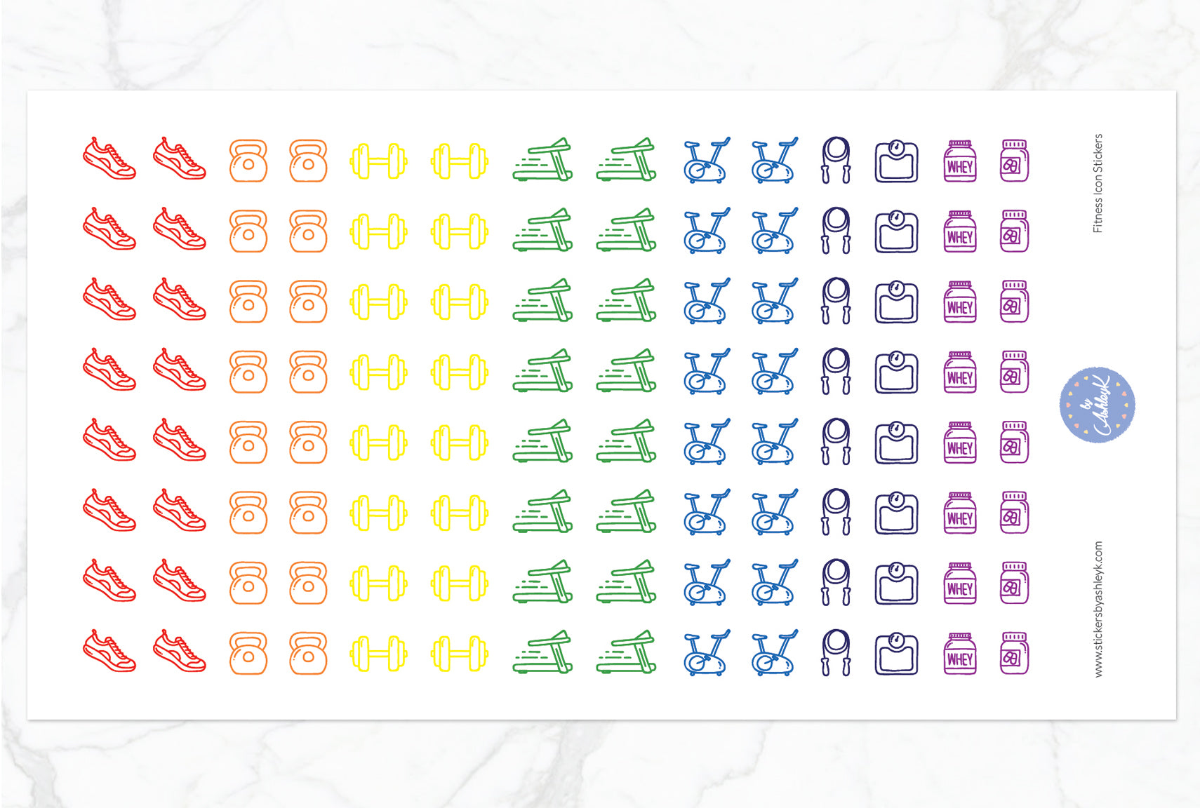 Fitness Icon Stickers - Rainbow