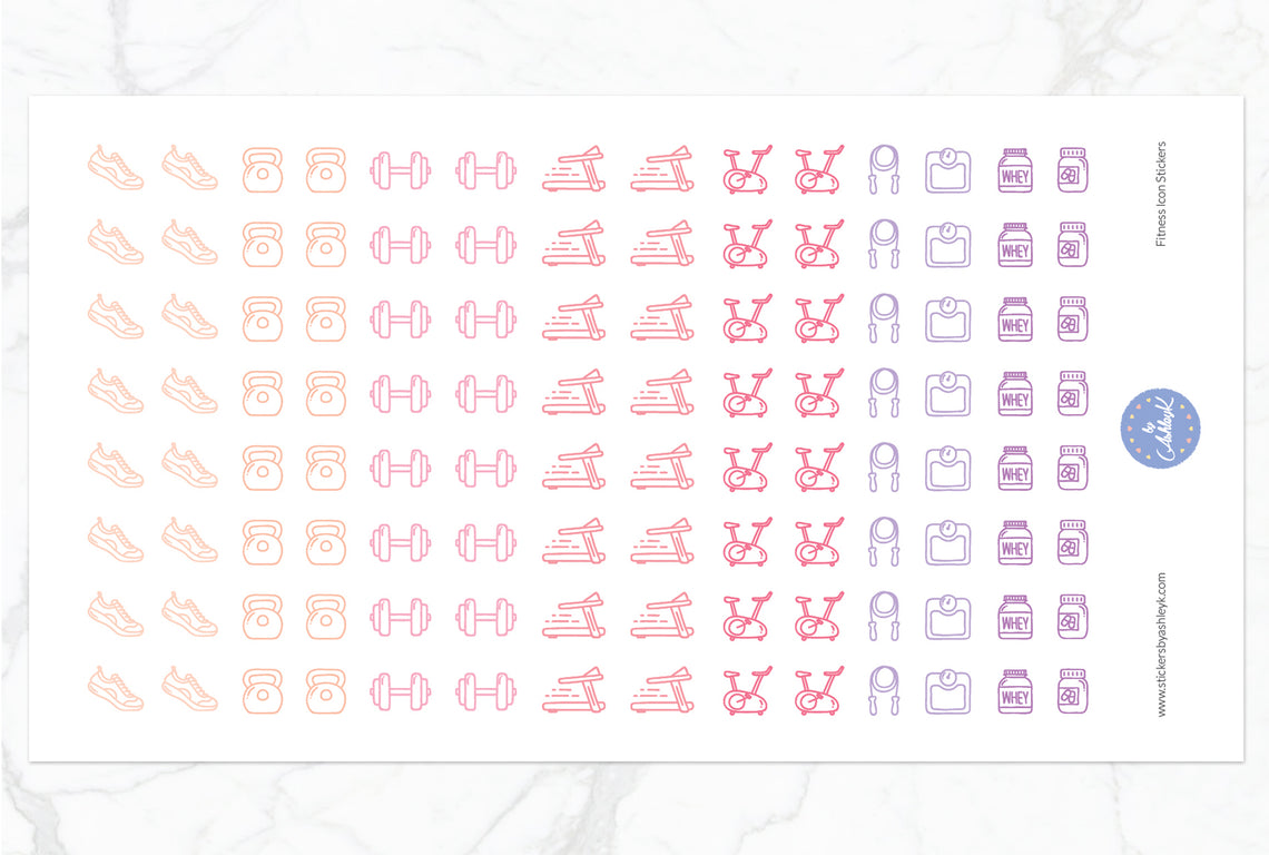 Fitness Icon Stickers - Raspberry