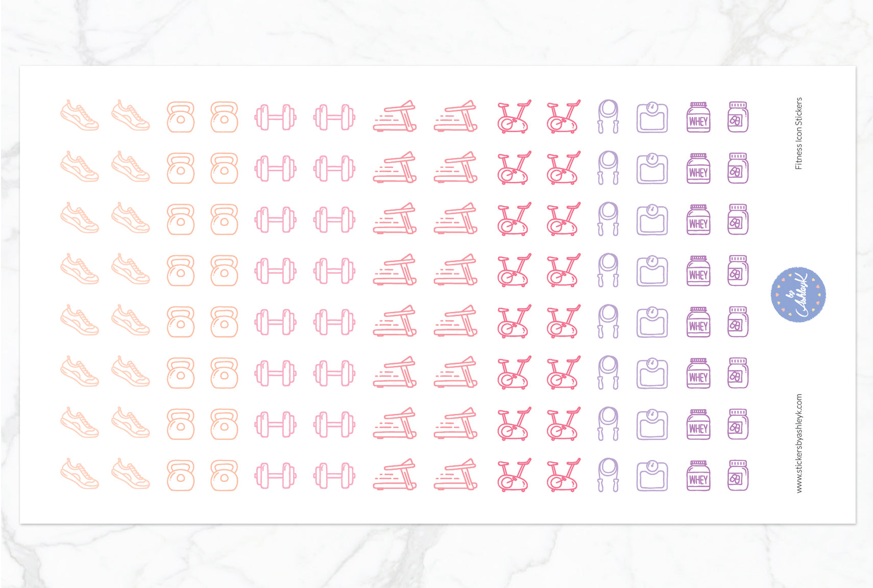 Fitness Icon Stickers - Raspberry
