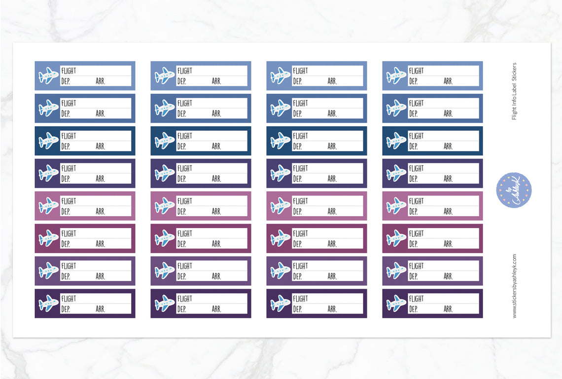 Flight Info Label Stickers - Blueberry