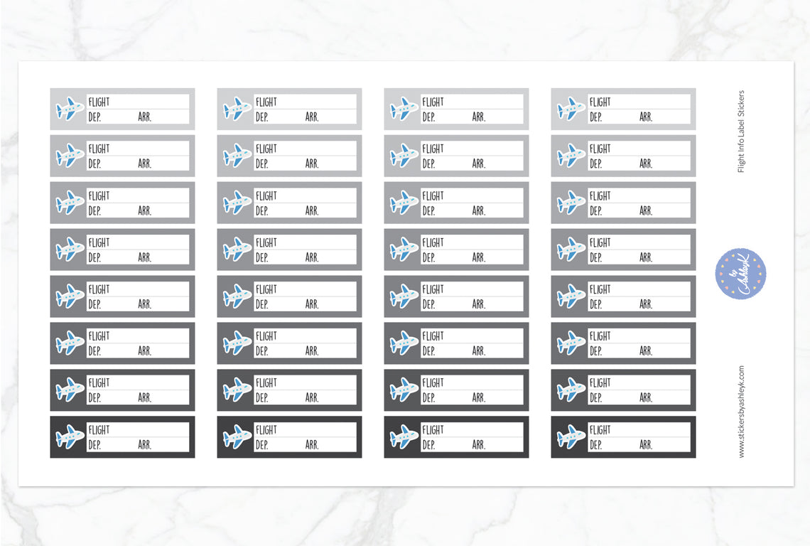 Flight Info Label Stickers - Monochrome