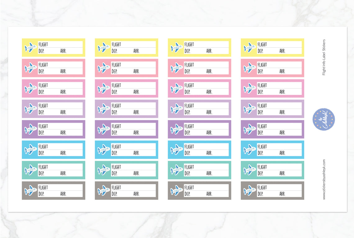 Flight Info Label Stickers - Pastel