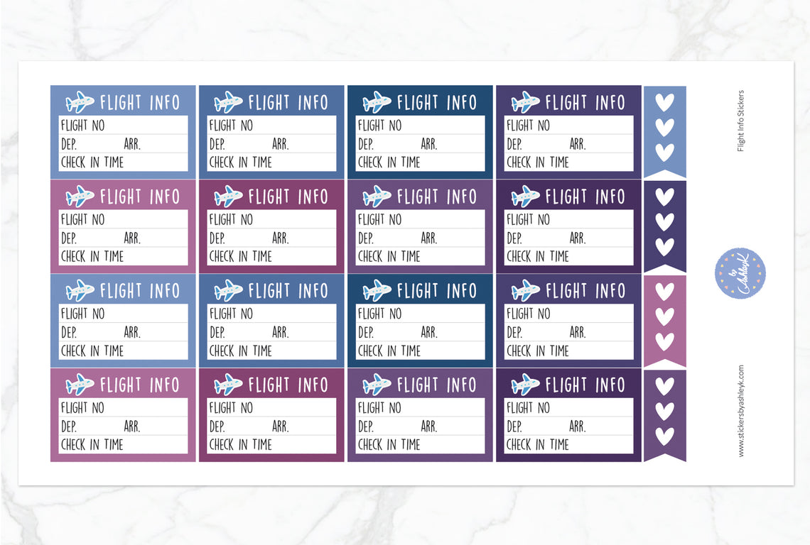 Flight Info Stickers - Blueberry