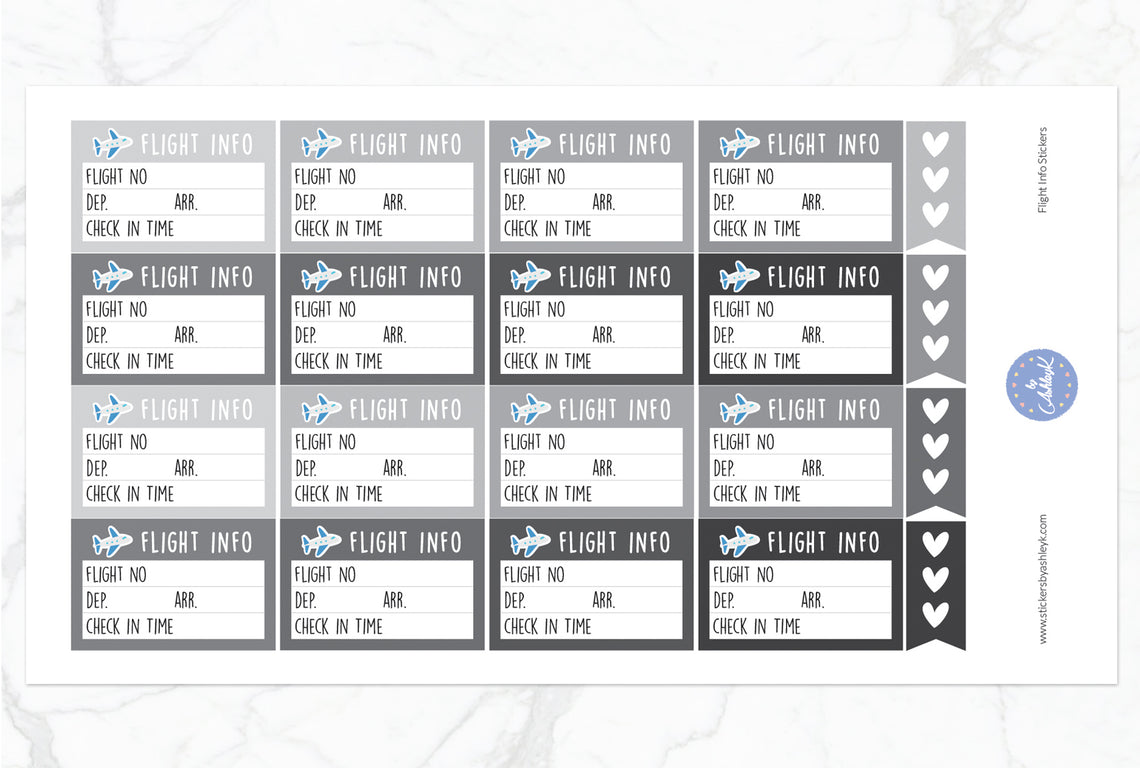 Flight Info Stickers - Monochrome