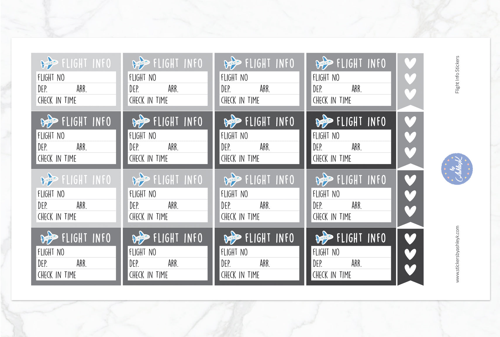 Flight Info Stickers - Monochrome