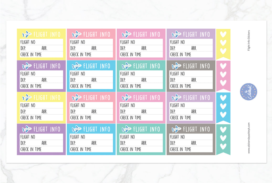 Flight Info Stickers - Pastel