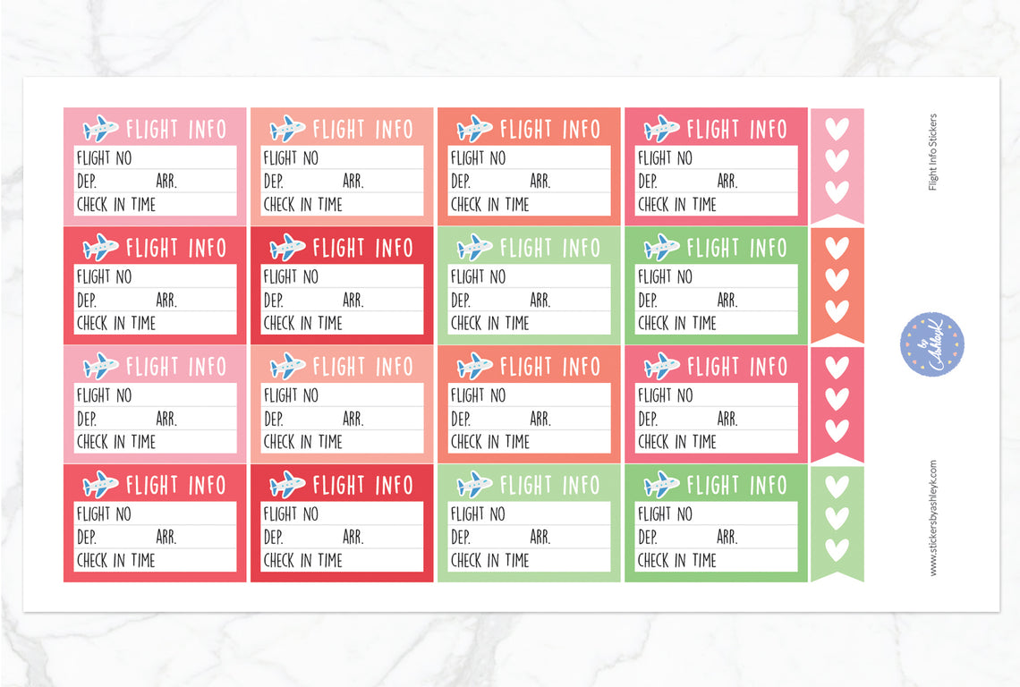 Flight Info Stickers - Strawberry