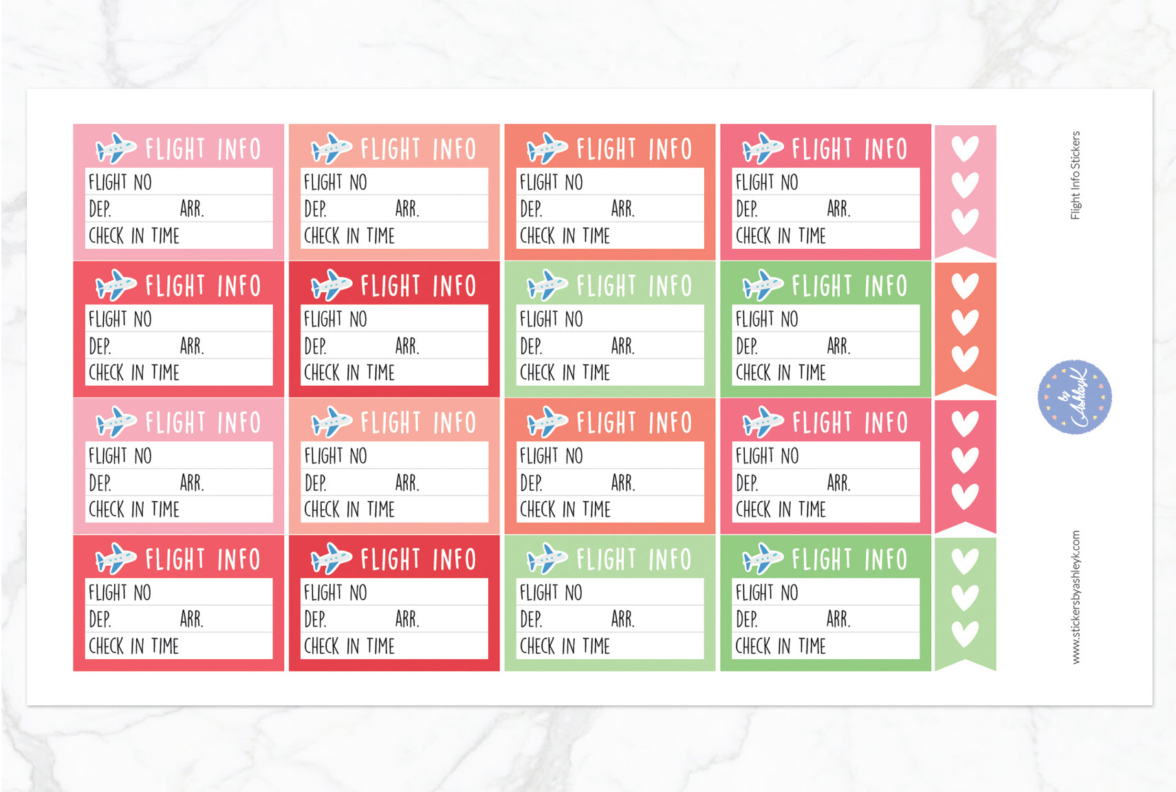 Flight Info Stickers - Strawberry