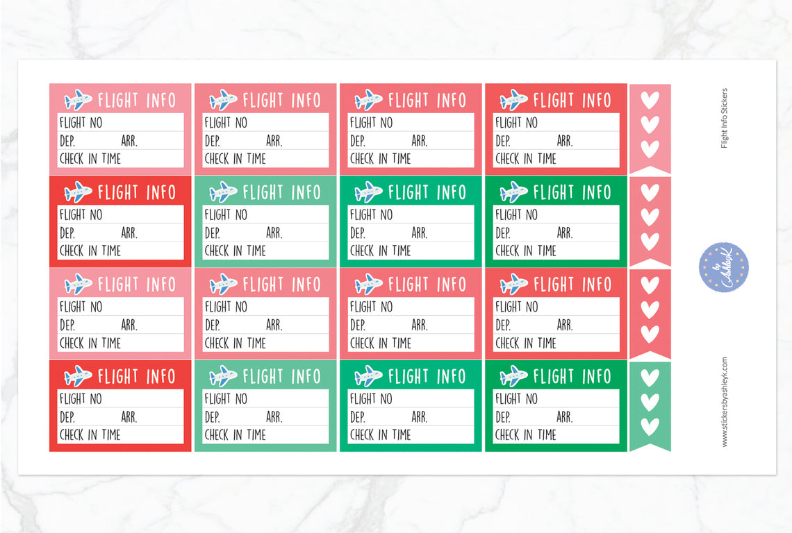 Flight Info Stickers - Watermelon