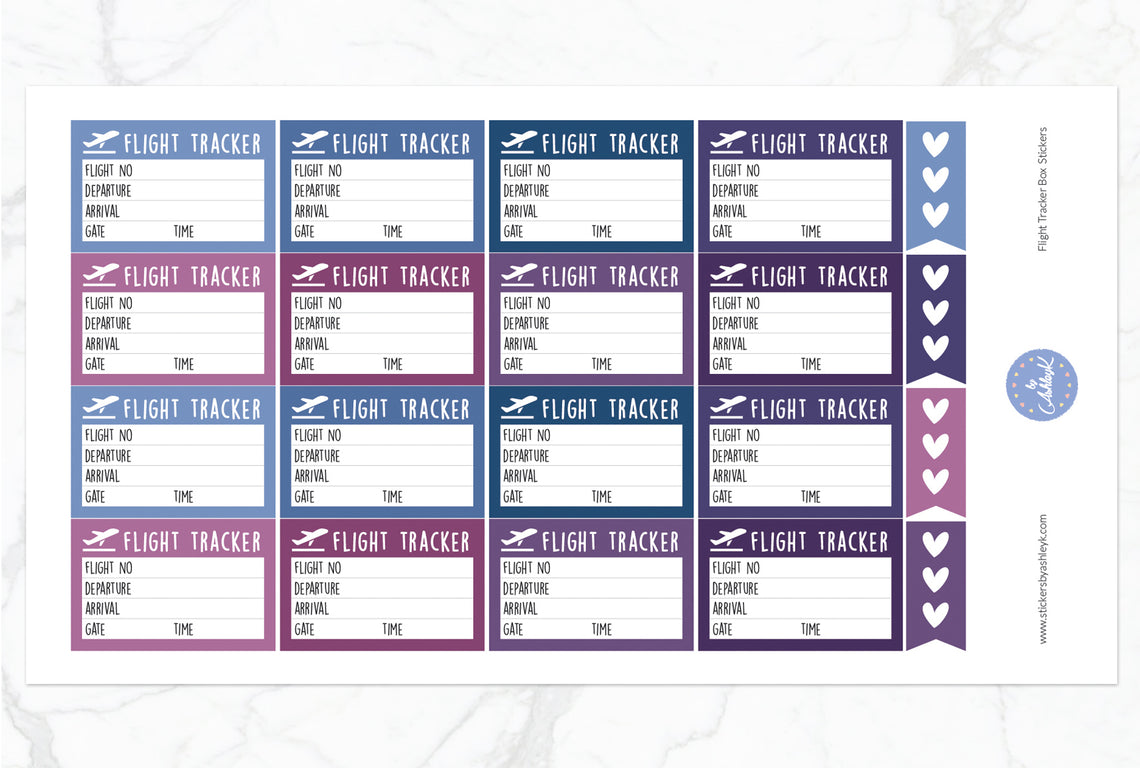 Flight Tracker Box Stickers - Blueberry