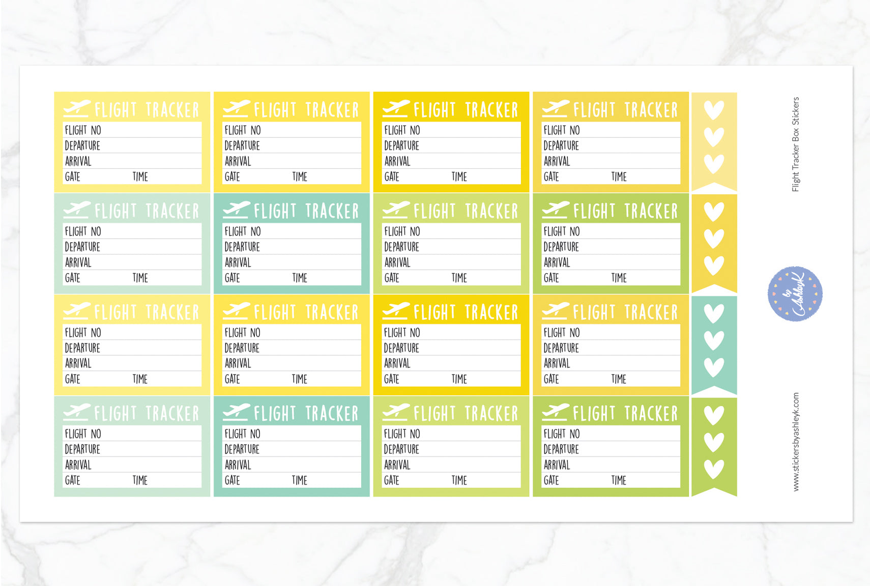 Flight Tracker Box Stickers - Lemon&Lime