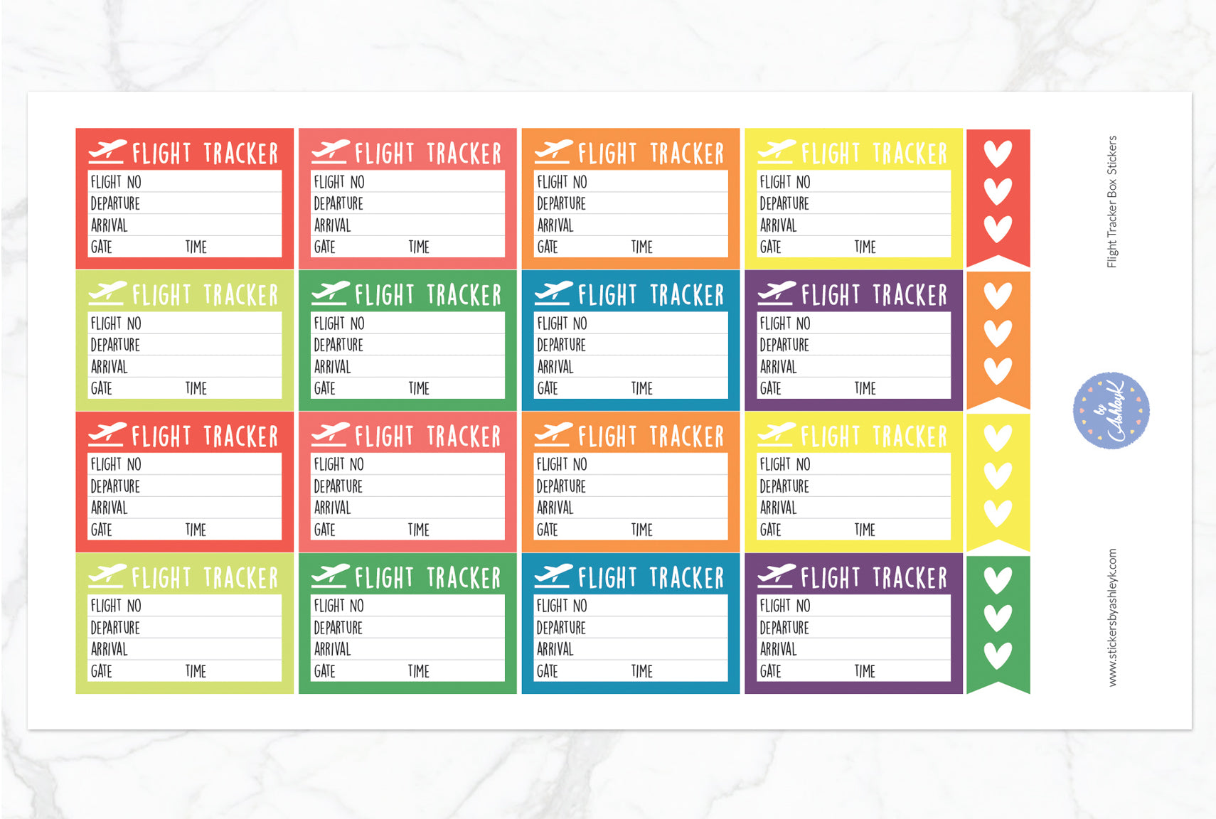 Flight Tracker Box Stickers - Pastel Rainbow