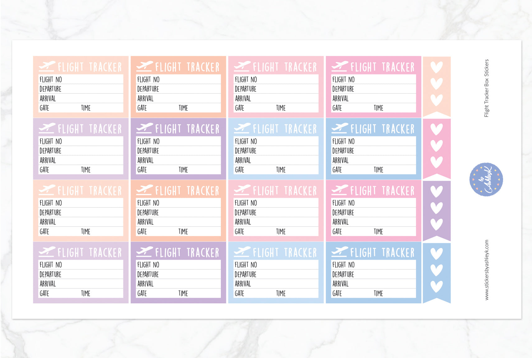 Flight Tracker Box Stickers - Pastel Sunset
