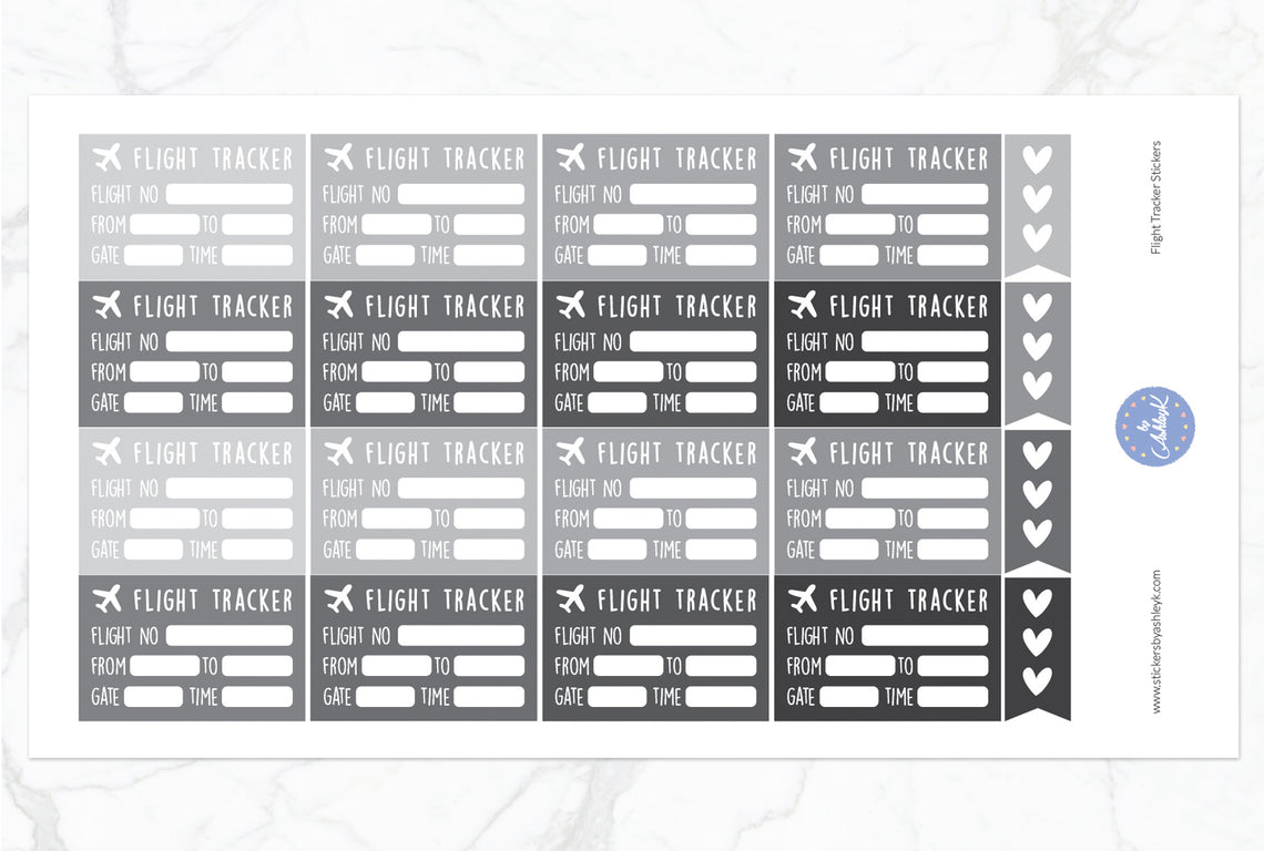 Flight Tracker Stickers - Monochrome