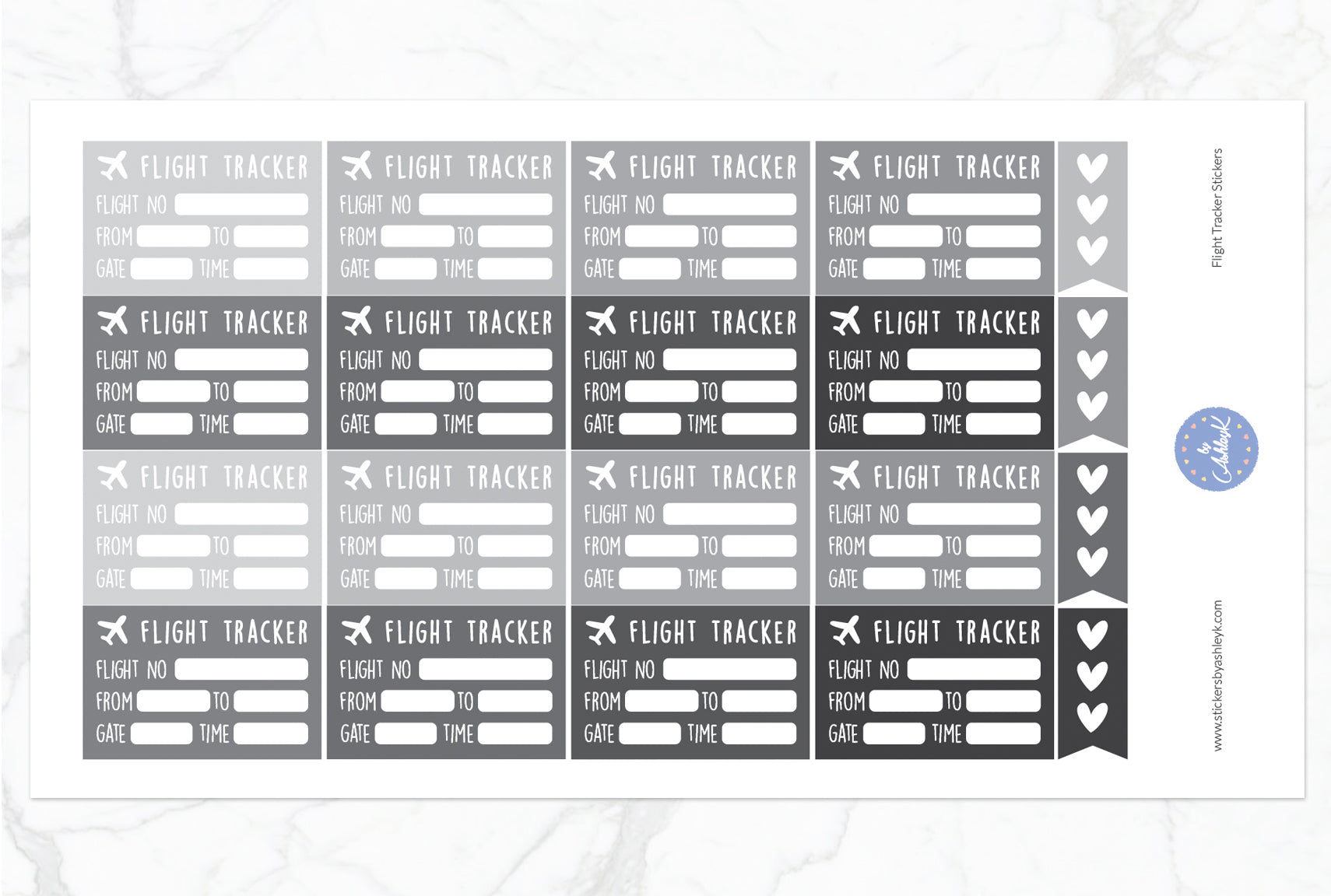 Flight Tracker Stickers - Monochrome