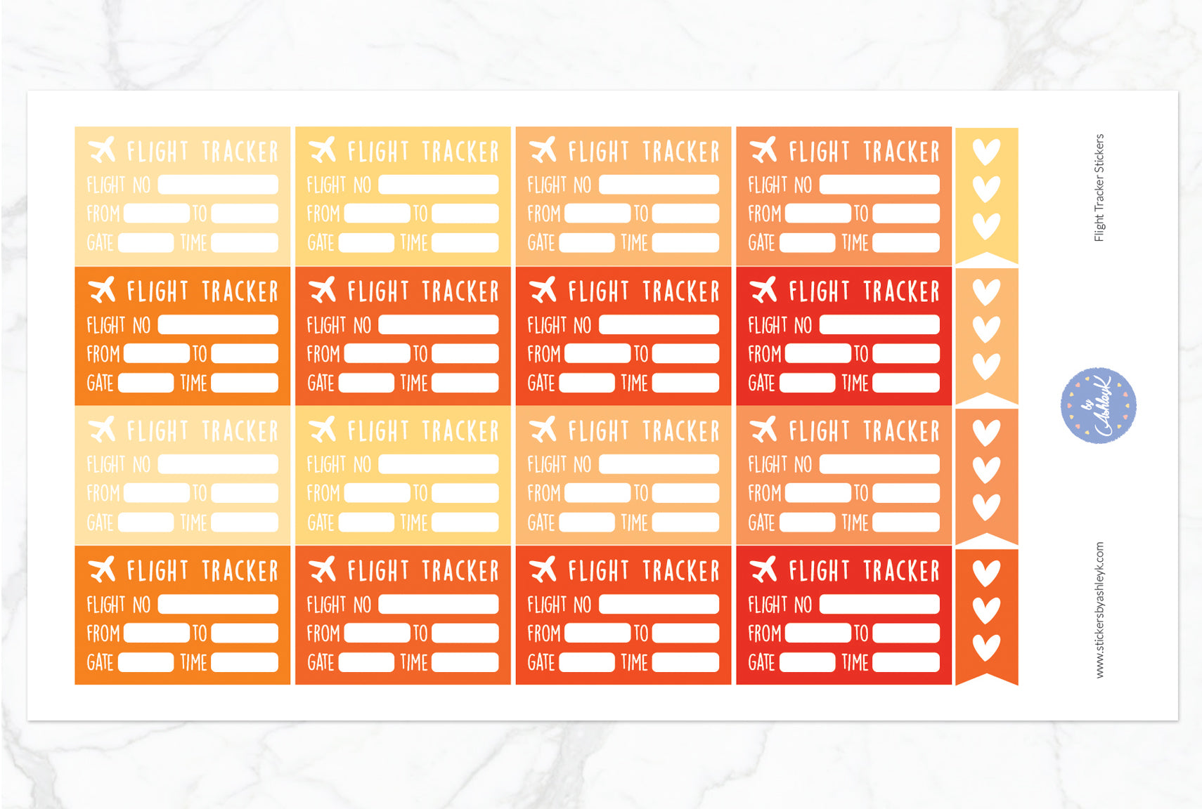 Flight Tracker Stickers - Orange