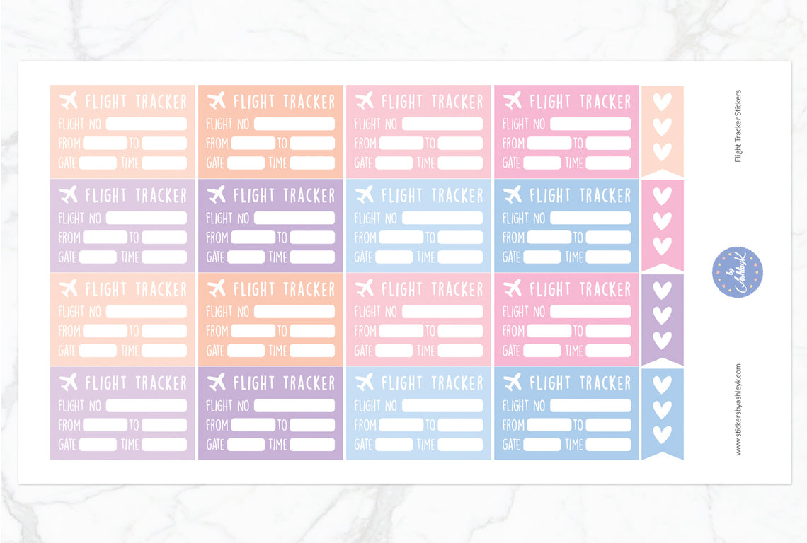 Flight Tracker Stickers - Pastel Sunset