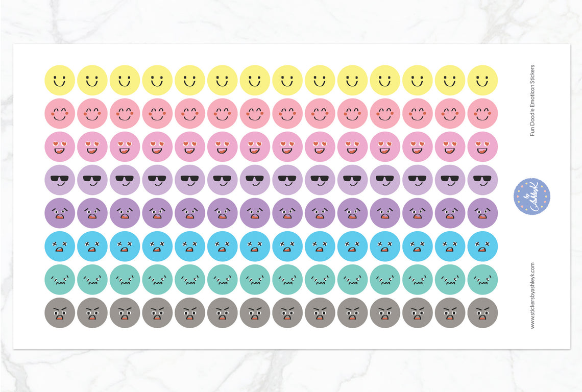 Fun Doodle Emoticon Stickers - Pastel