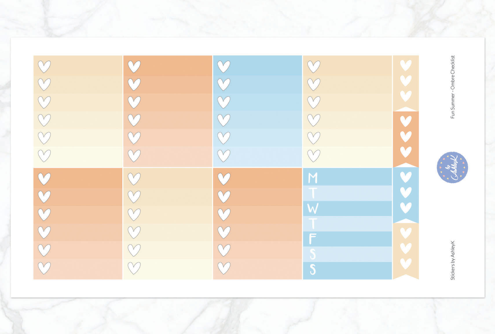 Fun Summer - Ombre Checklist Sheet