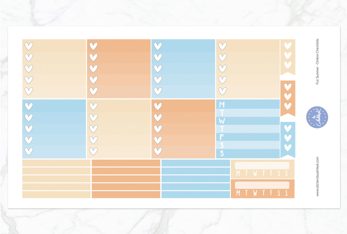 Fun Summer Weekly Kit  - Ombre Checklist Sheet