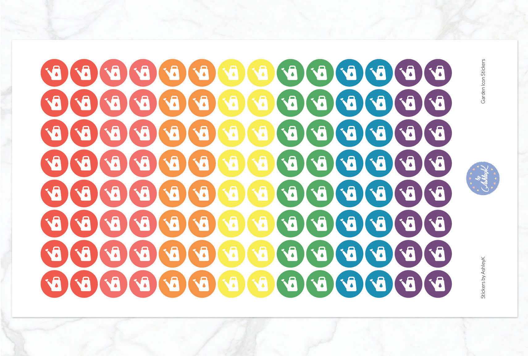Garden Icon Stickers - Pastel Rainbow