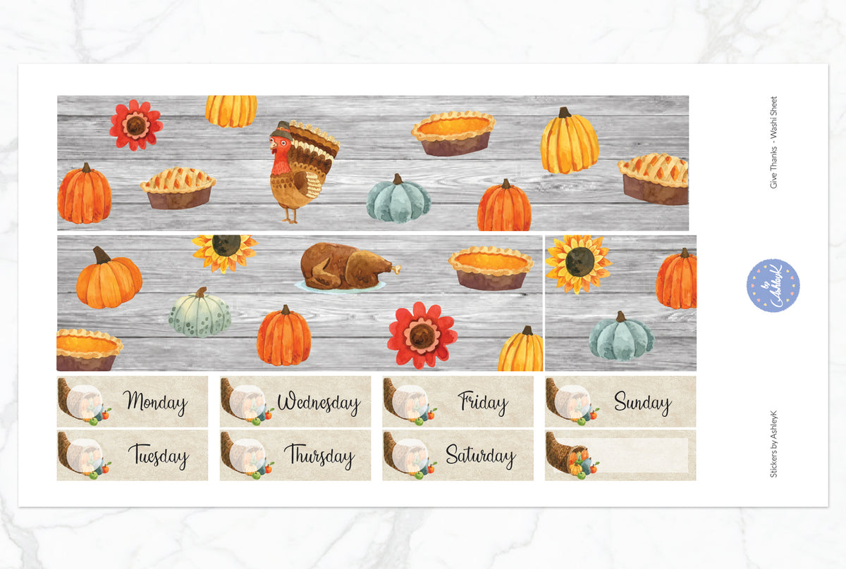 Give Thanks Weekly Kit - Erin Condren Planner Stickers – Stickers by ...