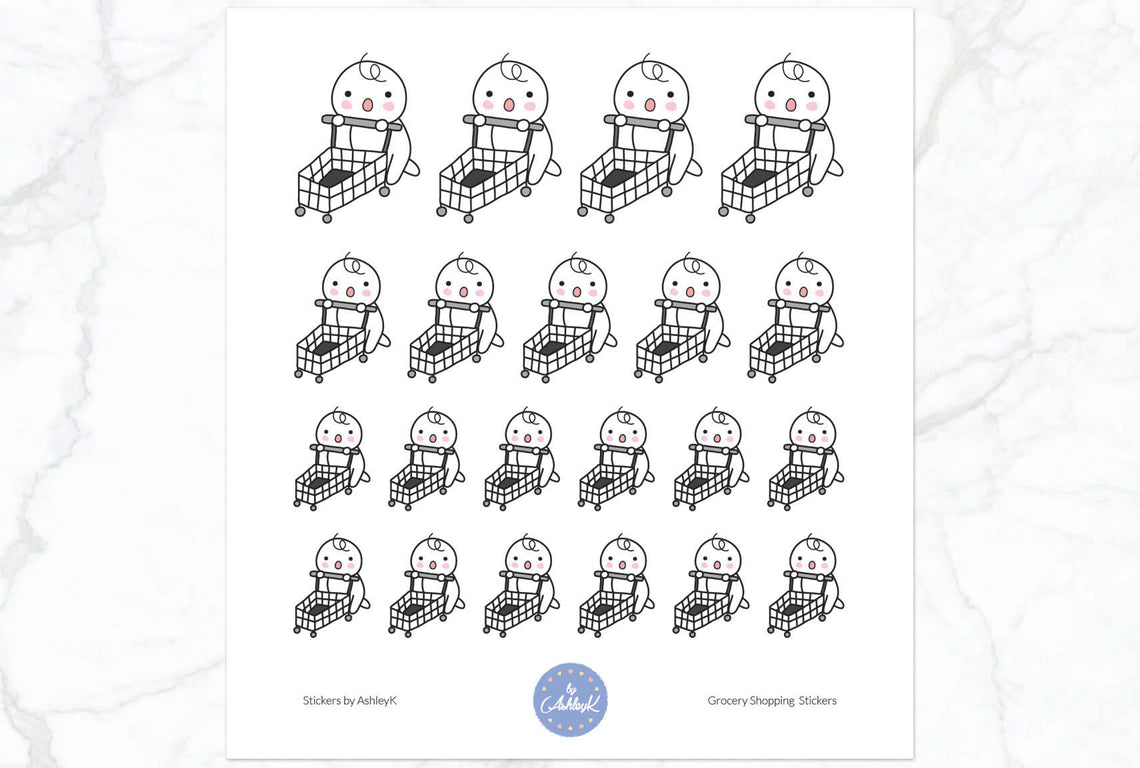 Grocery Shopping Emoticon Stickers