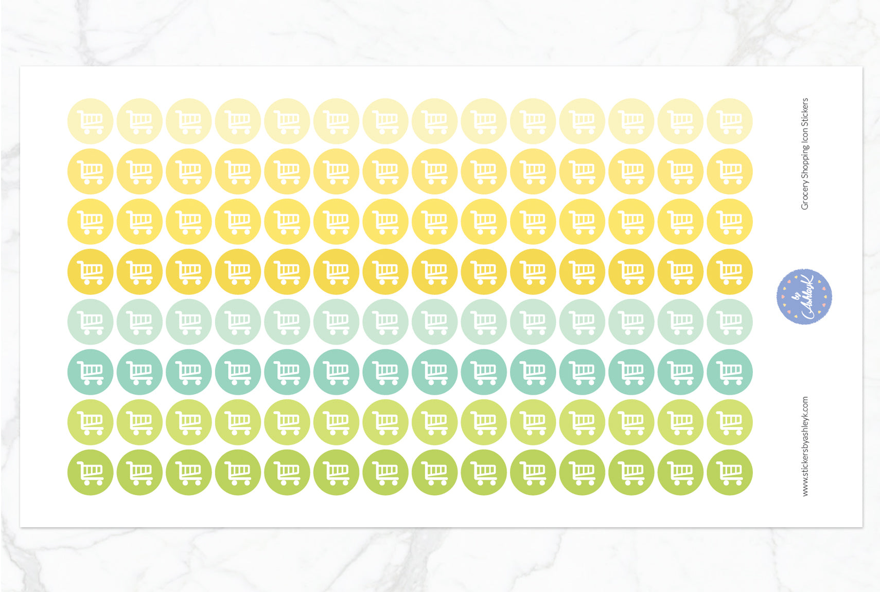 Grocery Shopping Icon Round Stickers - Lemon&Lime